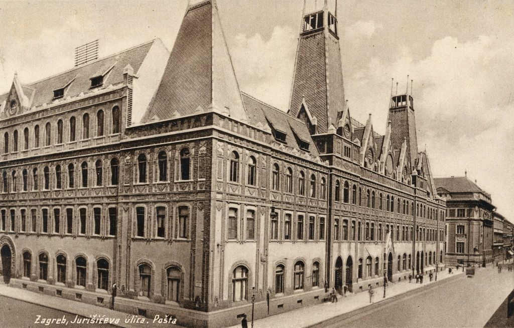 Jurišićeva ulica oko 1920-ih godina. Glavna pošta